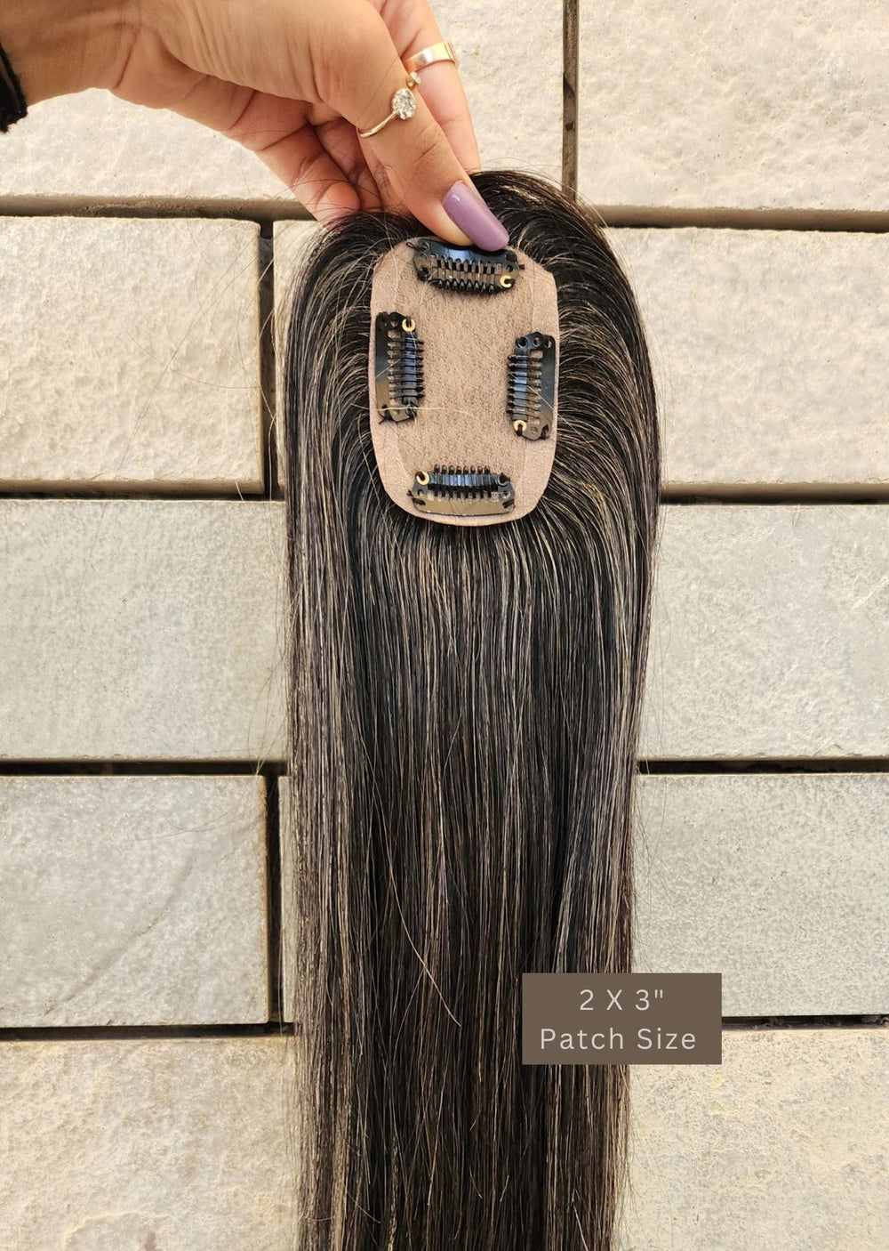 2x3" Salt & Pepper Silk Hair Topper