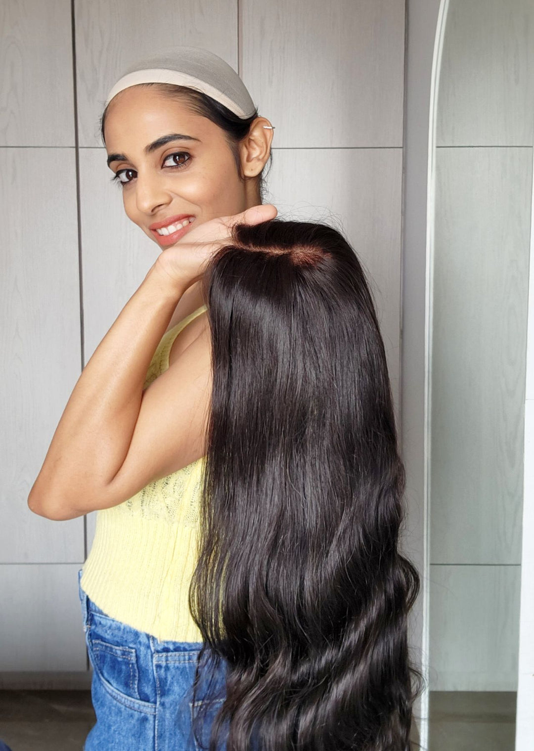 Long length full-head human Hair Wig