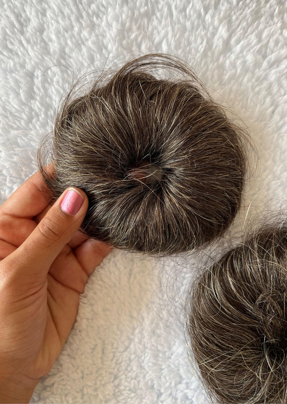 Salt & Pepper Messy Hair Bun