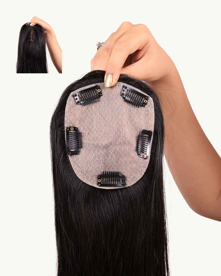 Full Scalp coverage : 5 X 5 Silk Hair Topper