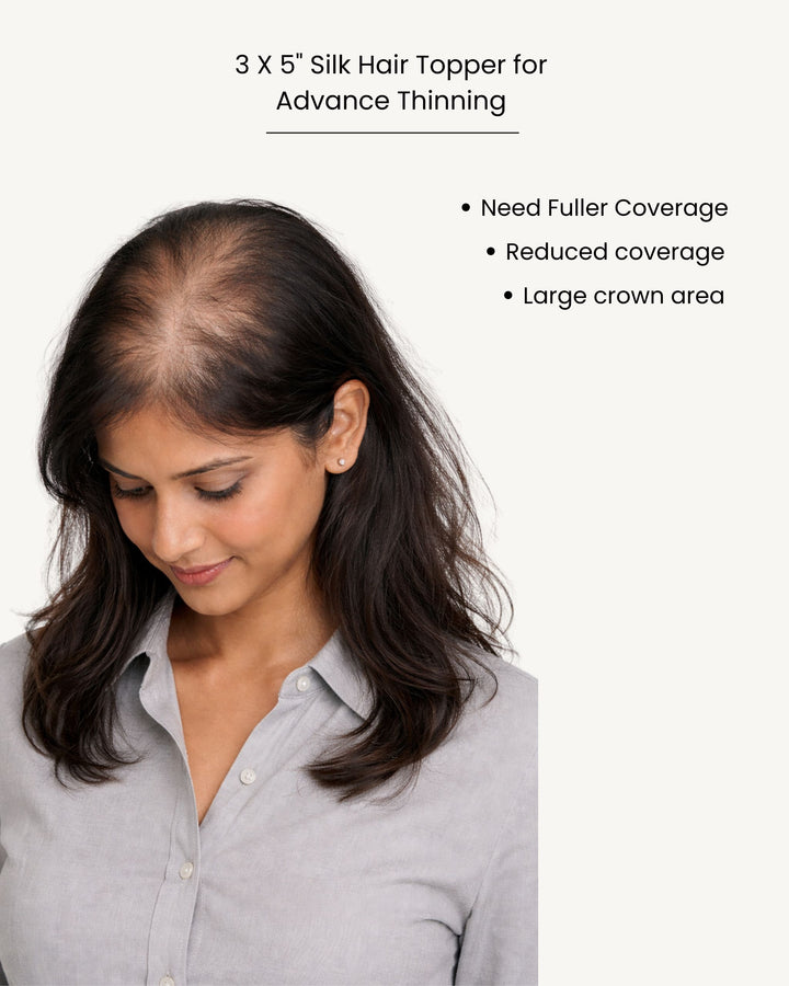 Overall Volume : 3 X 5 Silk Hair Topper