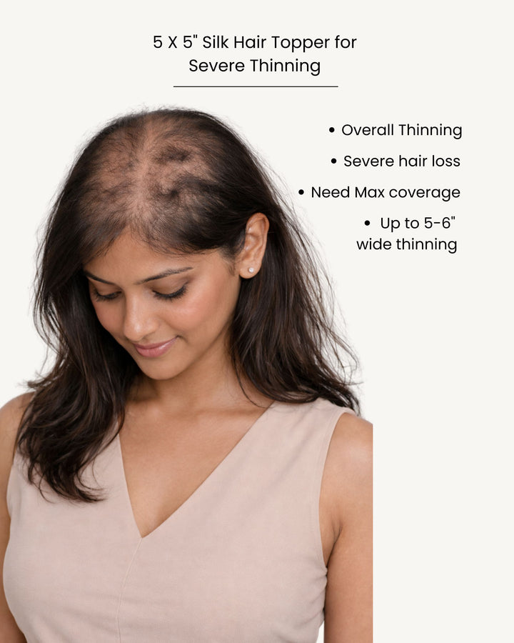 Full Scalp coverage : 5 X 5 Silk Hair Topper