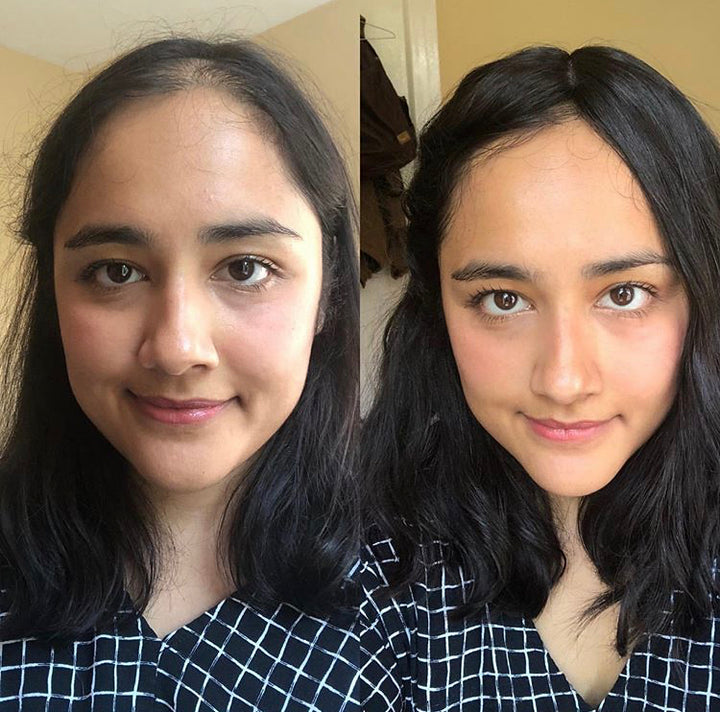 Before After Change with Smallest Silk Hair Topper