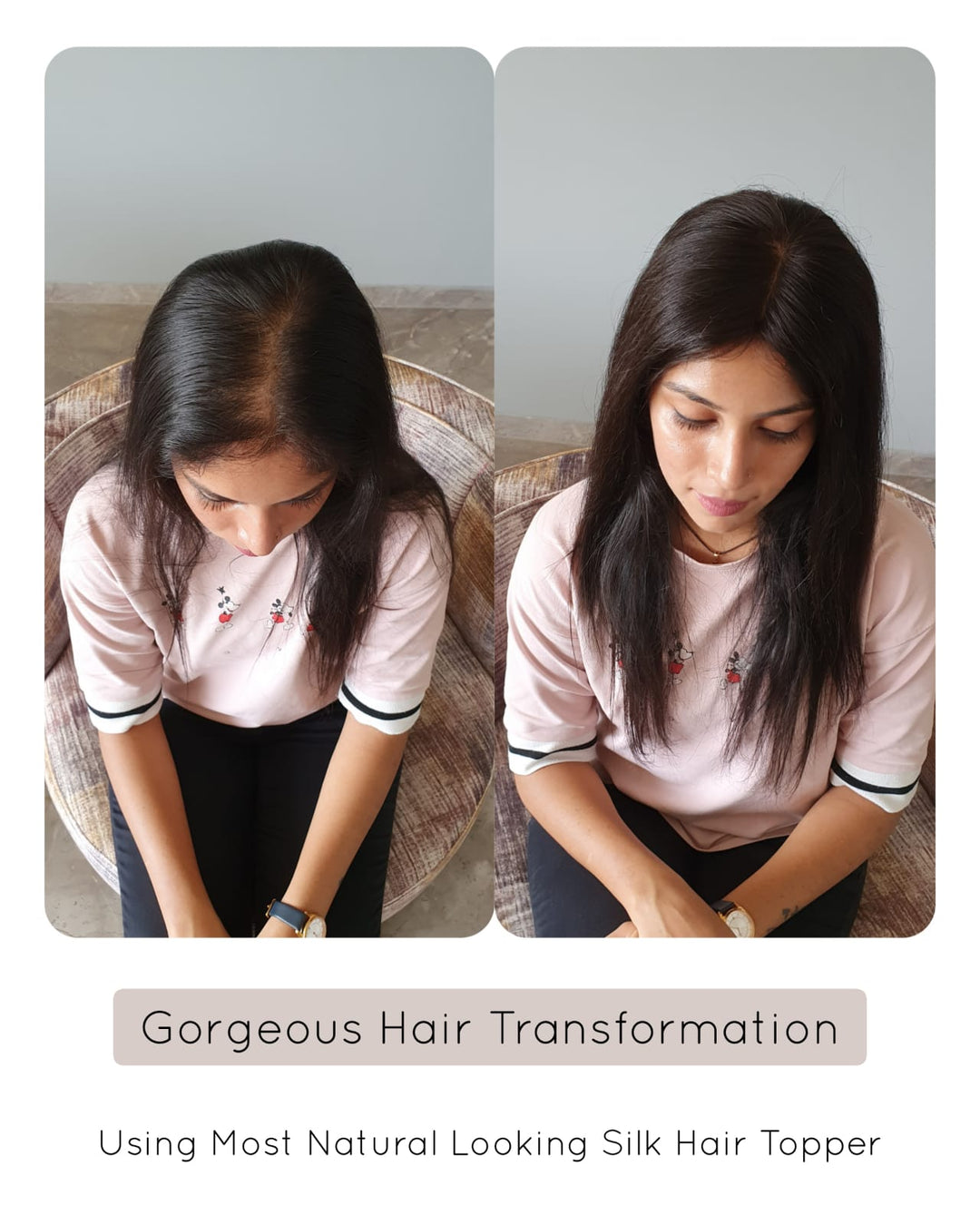 Wide Parting : 3 X 4 Silk Hair Topper