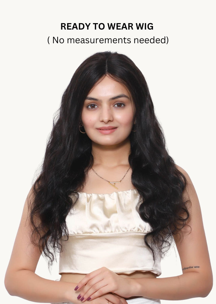 medium-length full-head human Hair Wig