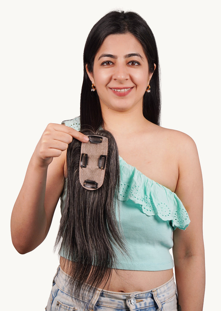 Salt & Pepper Silk Hair Topper