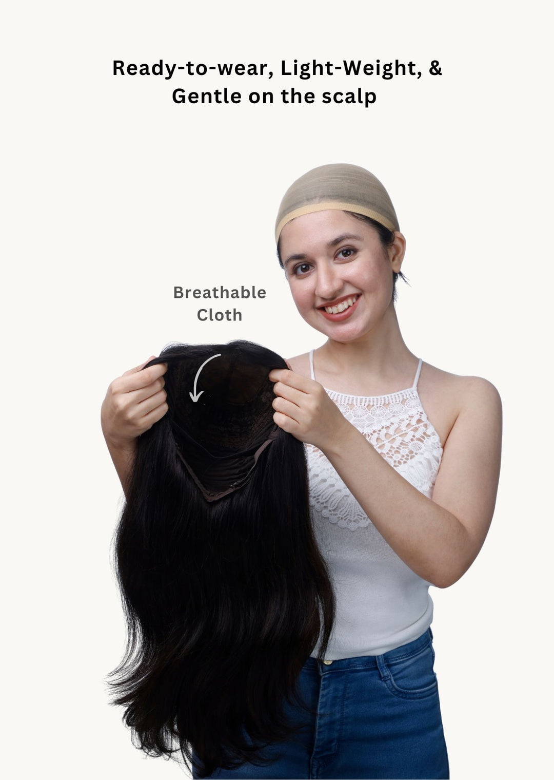 Ready to wear medium-length full-head human Hair Wig for women