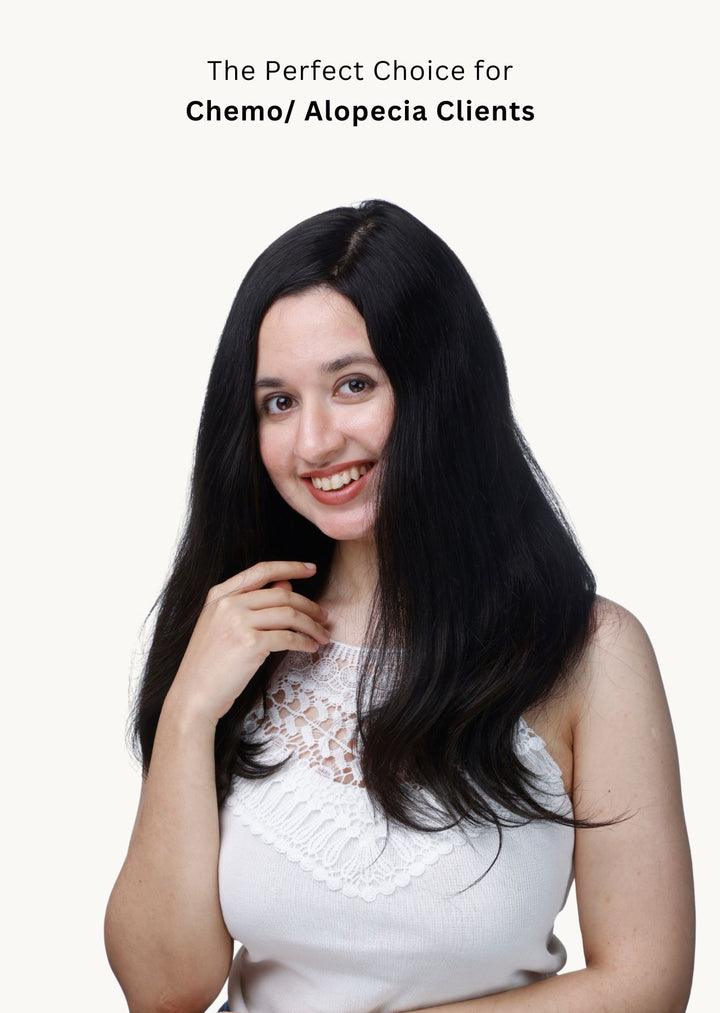 Medium-length full-head human Hair Wig for chemo/ alopecia women