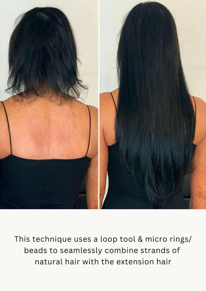 Before and After micro ring hair extensions